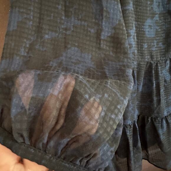 ZARA | Black and Blue Shadow Gingham Tiered Trapeze Dress | Size Extra Small - Picture 3 of 6